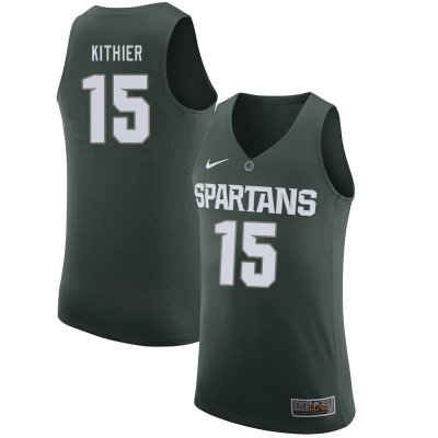 Men Thomas Kithier Michigan State Spartans #15 Nike NCAA Green Authentic College Stitched Basketball Jersey KF50Q78MM